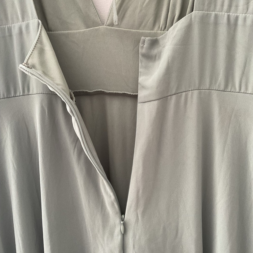 Lulus Promise of Love Sage Brush Green Line Skirt Chiffon Maxi Dress XL - Picture 11 of 16